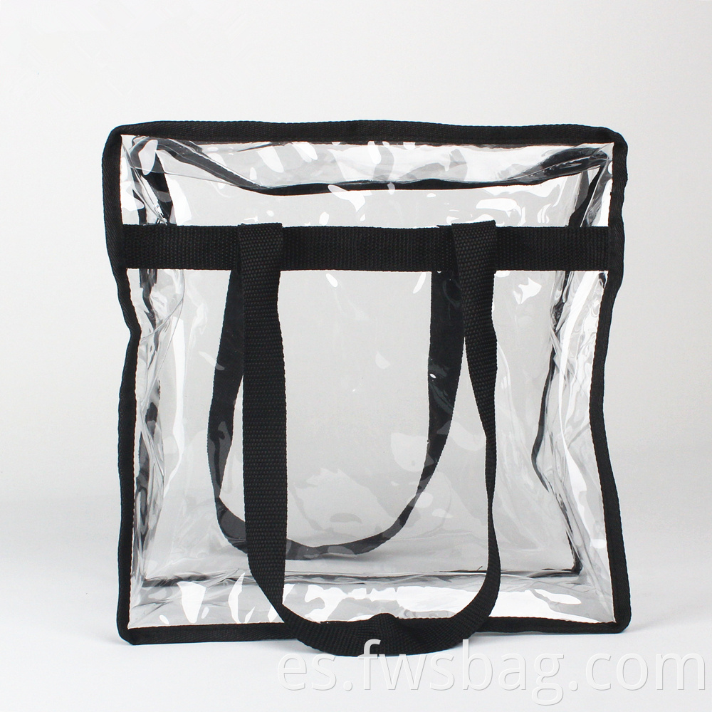 12 X 12 Stadium Security Approved Large Black Plastic All Clear Vinyl Pvc Tote Bag With Long Shoulder Strap1